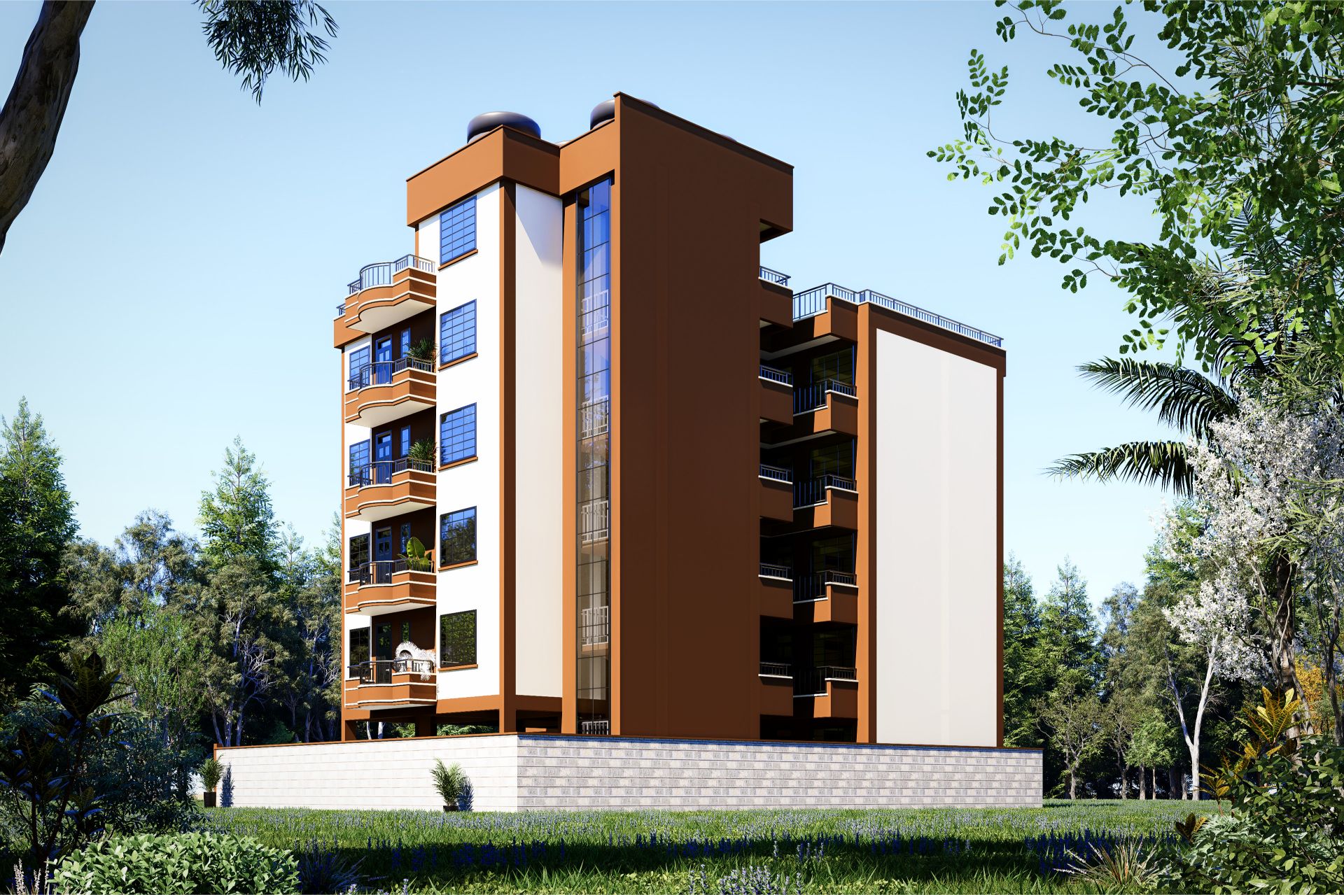 Kerugoya architectural visualization - Modern building design and development render.